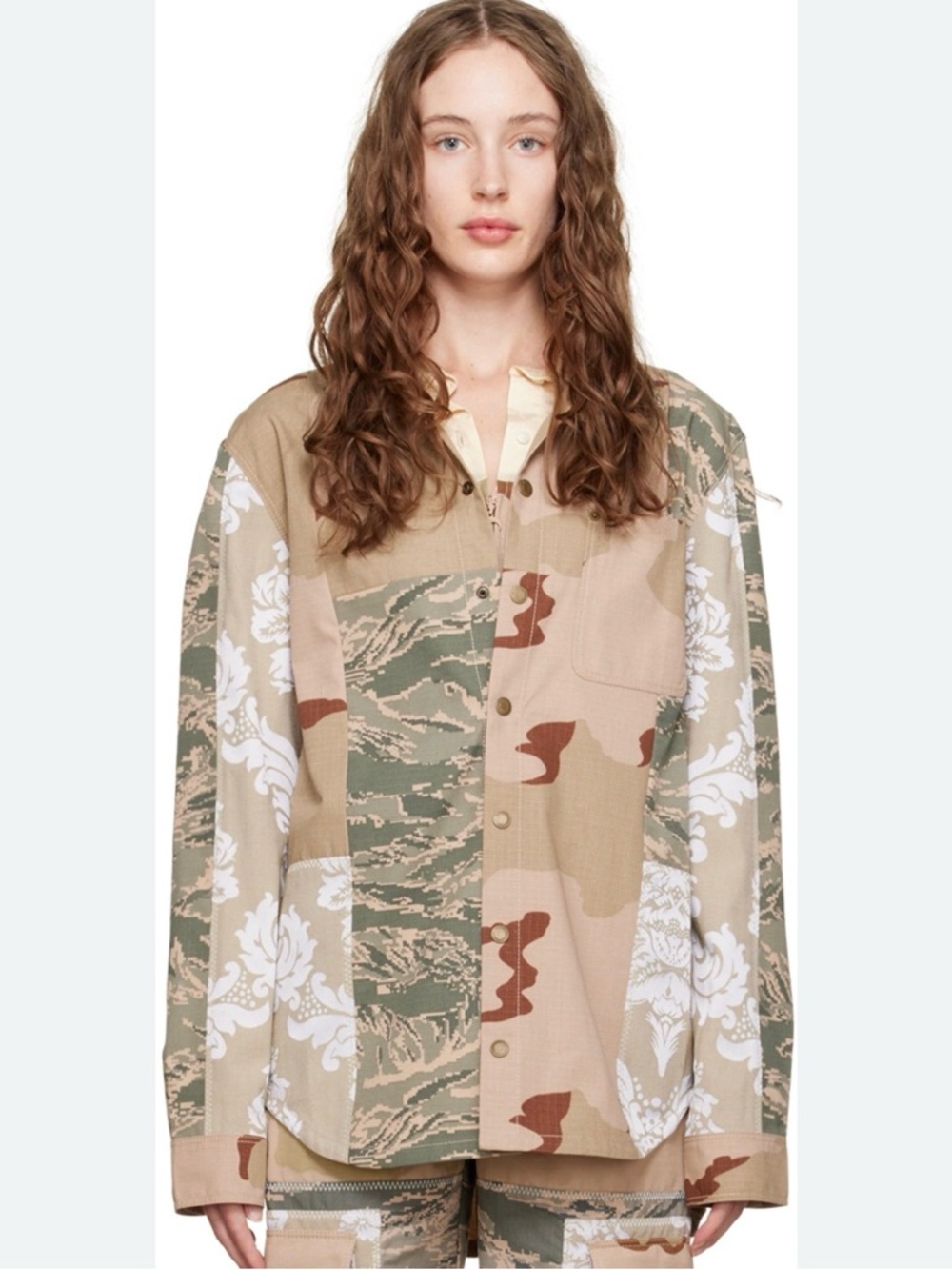 Marine Serre Patchwork Camouflage Beige Dessert Shirt